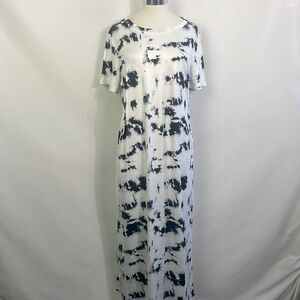 NWT White Blue Tie Dye Tee Dress